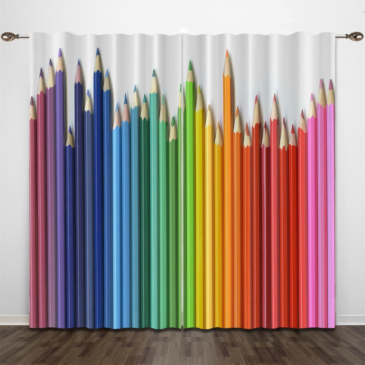 

Psychedelic 3d printing colorful rainbow print minimalist light filter curtain curtain living room bedroom kitchen 2 piece decor Quality Q21404QQ-100W 60H&Hook