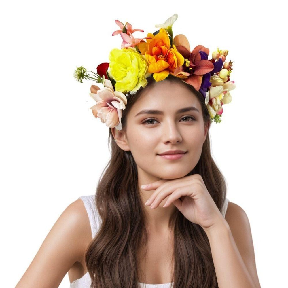 Fabric Flower Floral Hair Hoop Luxury Floral Simulation Flower Crown  Wedding