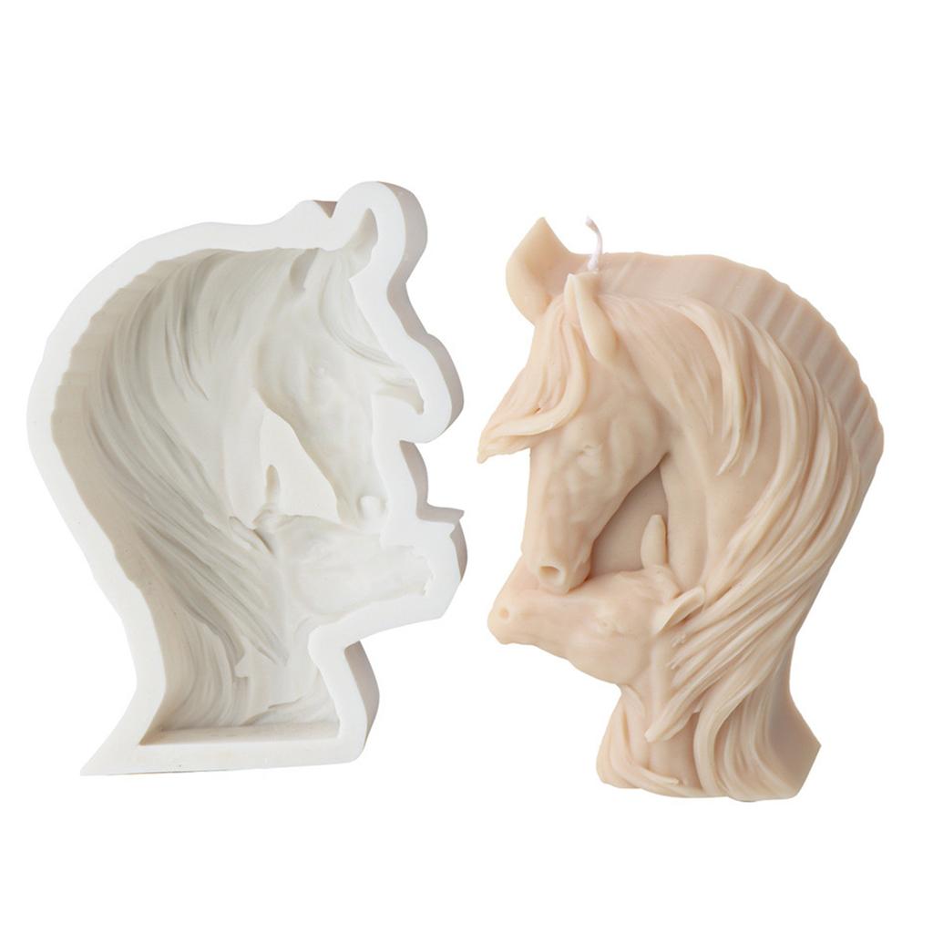 Multipurpose Horses Head Candle Sturdy Silicone Mold Double Designs for Creative Candle Making and Home Decoration