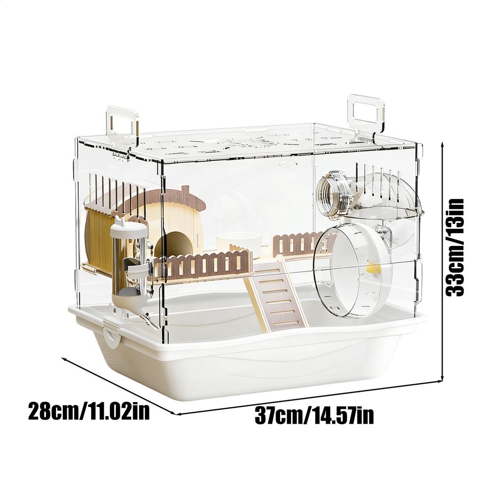 Hamster House 2-Tier Acrylic Clear Pet House Cage For Hamster With Running Exercise Wheel Water Bottle And Food Dish For Gerbil