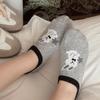 Black, White and Grey Summer Thin Silicone Anti-slip Color-blocking Boat Socks Cartoon Animal Dot Yarn Boneless Invisible Socks