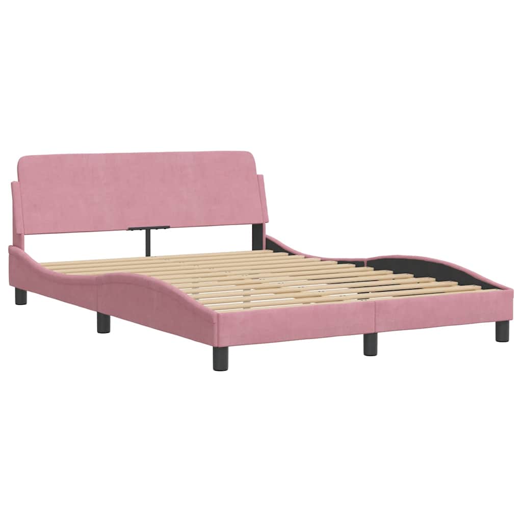 Bed Frame without Mattress Pink 140x200 cm Velvet