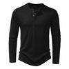 Men's Bamboo Cotton Henley Long-Sleeve T-Shirt - Spring Fashion Casual Top