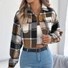 Women's Contrasting Plaid Long Sleeved Woolen Short Jacket Jacket