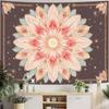 Luxurious Boho Mandala Floral Tapestry Wall Hanging Pink Coral Sunburst Bohemian Decor Polyester Art for Living Room