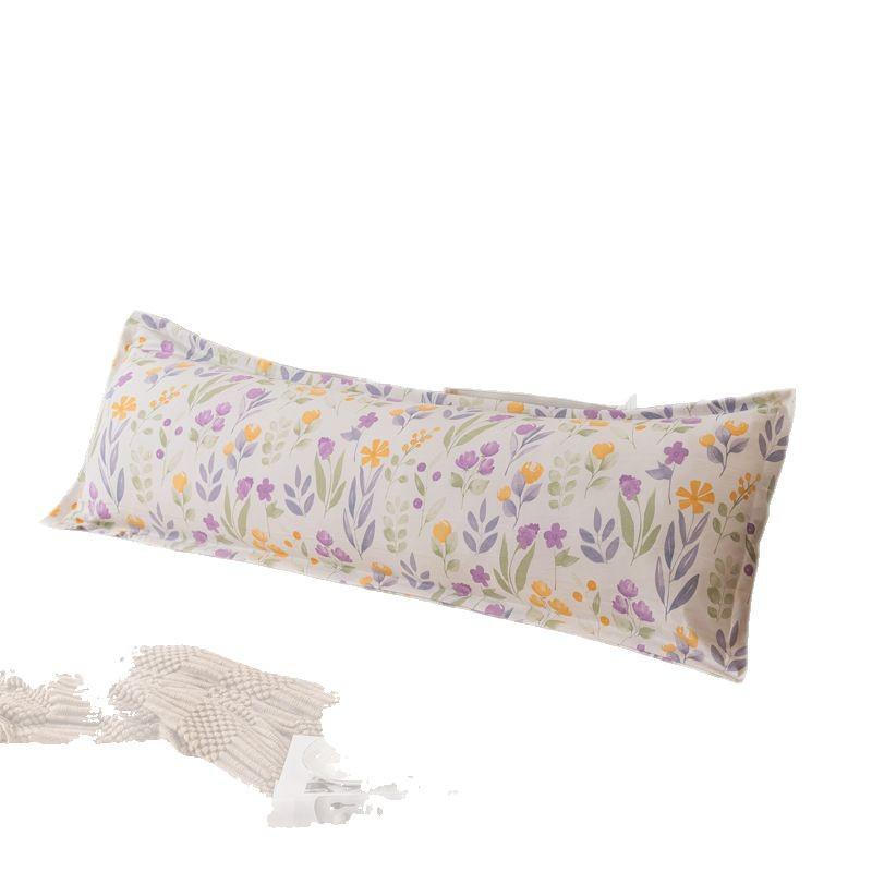Washable Cotton Long Pillowcase 48x150cm - Single Piece Cover for Double Pillow Core