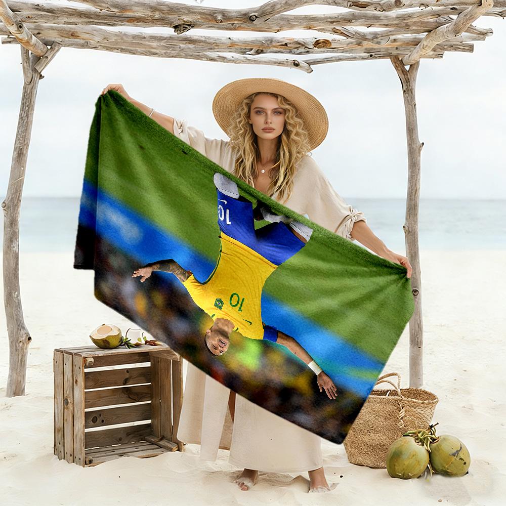 Sieg des brasilianischen Fußballers. Strandtuch Super Weich & Saugfähig Bequem Leicht