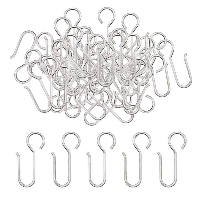 Crochets agrafes pour rideaux (rail) 40 pcs 50×28 mm en zinc – anneau 12 mm, charge 12,5 kg