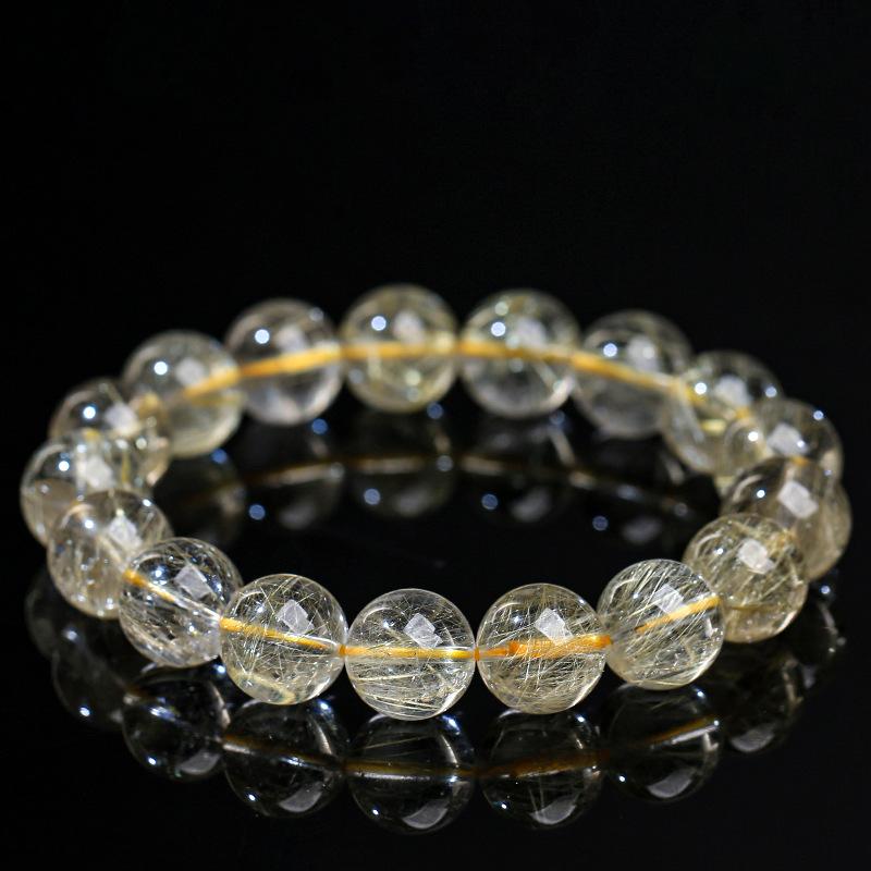 Hongchu Crystal Natural Venus Golden Rutilated Quartz Bead Bracelet Ice Venus Golden Rutilated Quartz Bracelet