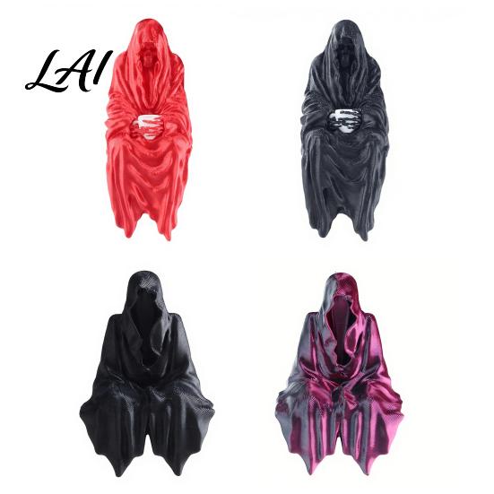 Durable Pla Sculptures 3D Printed Tabletop Gothic Figurine Grim Reaper Sitting Statue Small Bookshelf Accents Spooky Sculpture for Garden