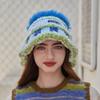 Handmade crochet wool hat women's color tassel with ear protectors hollow sleeve knitted cold hat