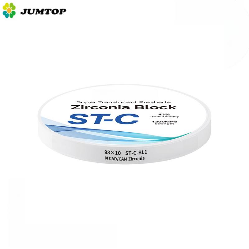 

Dental ST-C Pre-Shade Zirconia Block A1-BL4 Dental Lab Material for Crown Inlay Bridge Half Denture Implant 98X10mm BL1 білий