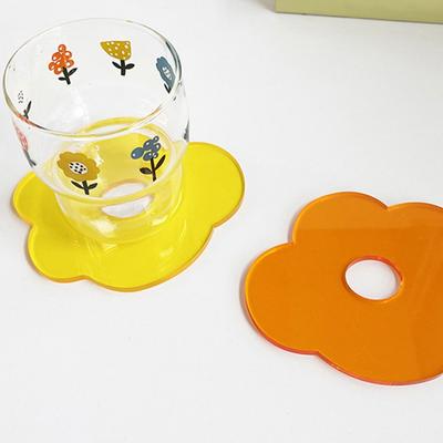 1pc-Transparent   Cup Mat Acrylic Flower Shaped Tableware Decor Coaster Table Heat R Esistant Mat Practical Placemat