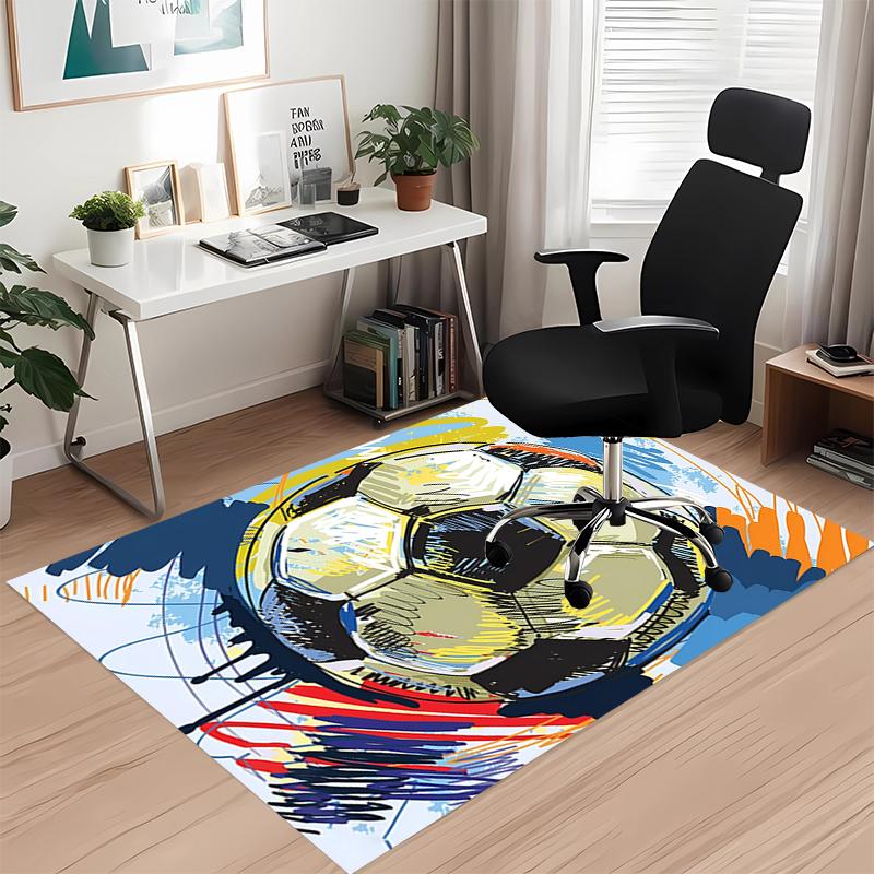 Soccer Printed Carpet, for Office Chair Living Room Bedroom Kitchen Room Decor Gifts.