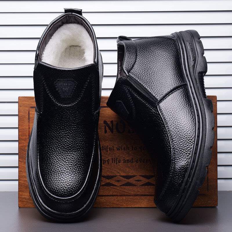 

Winter new men s warm and cold cotton shoes high-top velvet thickened wool dad shoes versatile casual men s leather shoes 44