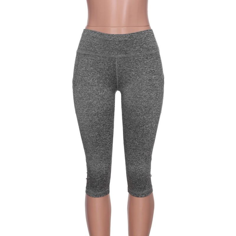 Womens High-Waisted Cross-Leg Capri Yoga Pants With Side Pockets Stretchy Fitness Leggings Gym Workout Running