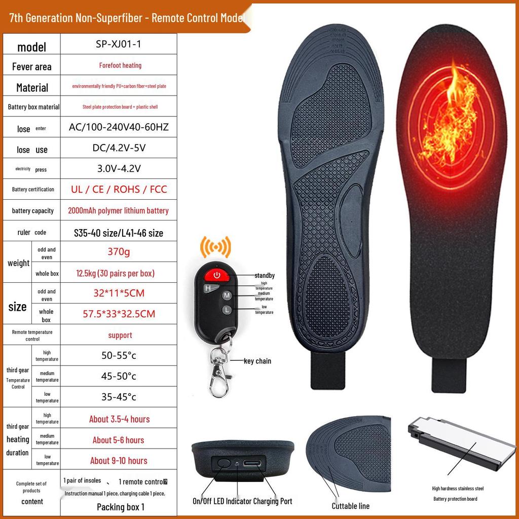 Smart Unisex Heating Insoles with APP Control & USB Charging
