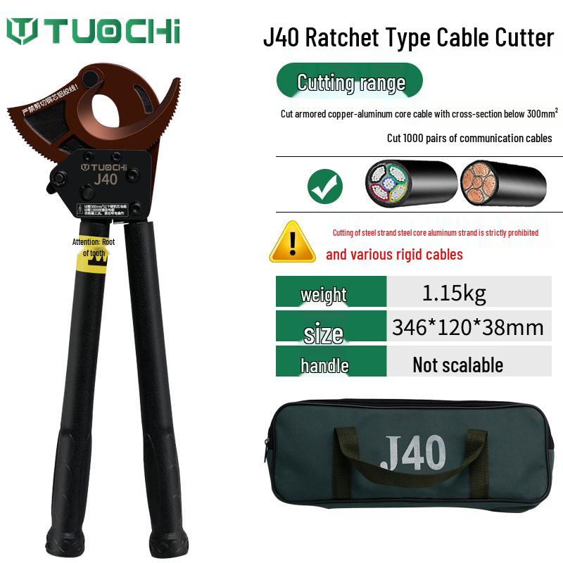 Gear-Type Ratchet Cable Cutter and Wire Stripper Pliers for Electrical Use