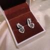 Hollow Butterfly Paved CZ Jewelry Set for Women, Luxury Pendant Necklace Earrings Ring, INS Style High-End Clavicle Chain