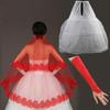 European & American Wedding Dress Accessory Set: Lace Veil, Satin Gloves, Petticoat.