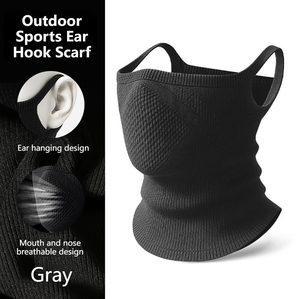 

Winter Cycling Mask Integrated Scarf Warm Seamless Knitted Ear Loops Motorcycle Scarf Unisex Outdoor Sports серый