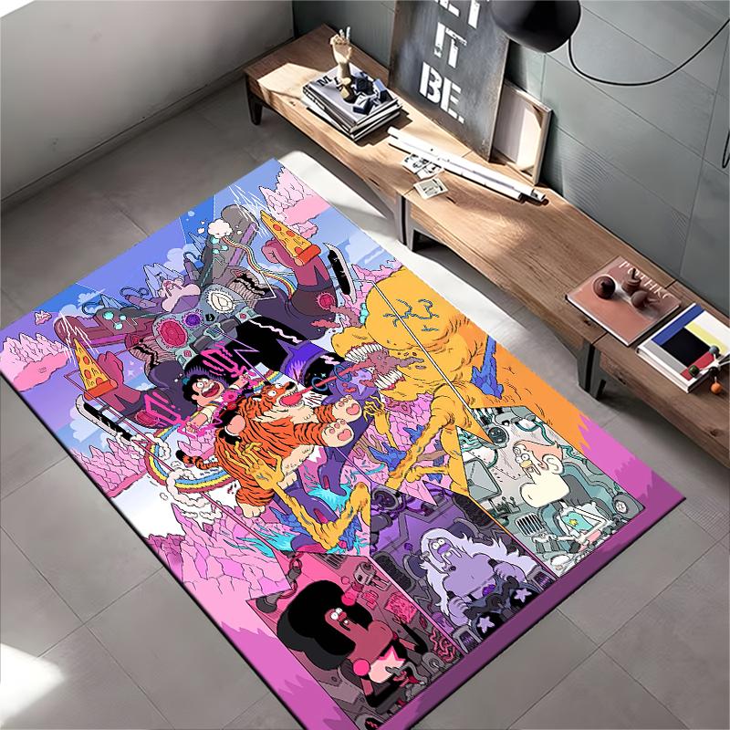 Colorful Cartoon Art Carpet with Abstract Characters and Fantasy Scene Suitable for Use As an Anti-slip for Living Room Bedroom Sofas