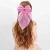 Fashion Chiffon Bow Hair Clip Elegant Women Solid Spring Clip Hair Pin Retro Bow Hairpins Simple Headband Girls Hair Accessories