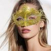 Luxurious Beaded Half Face Mask Practical Metal Plastic Blend Costume Prop For Masquerades Theater Art