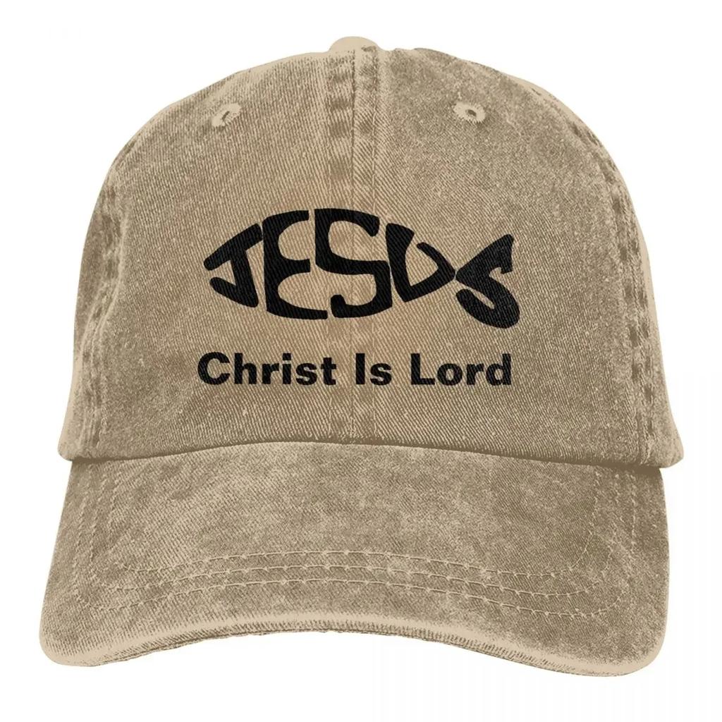 Baseball Cap Jesus Fish Christ Is Lord Outfit Men Women Casual Distressed Denim Fishing Lover Headwear Gift
