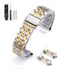 18/20/22/24mm Stainless Steel Watch Band Curved / Flat End Metal Bracelet Silver Gold Black Folding Buckle Universal Watch Strap