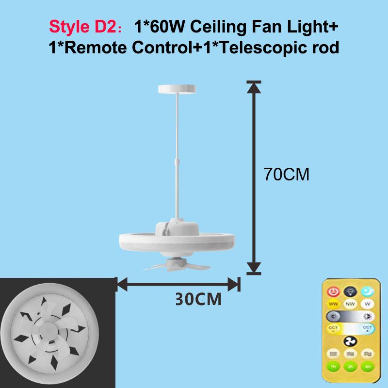48/60W LED Ceiling Fan Light Remote Control E27 Lamp with 360 ° Rotation Cooling Electric Fan 85-265V Chandelier for Room Decor