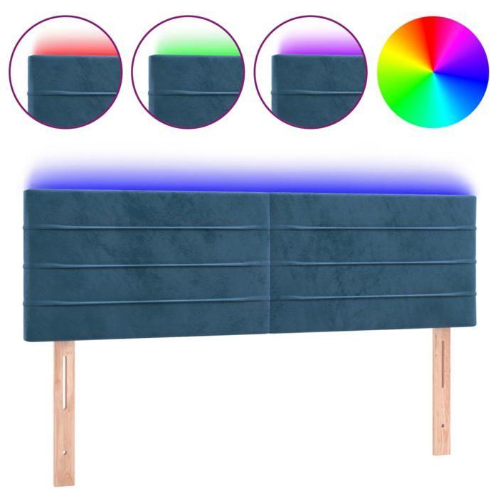 VidaXL Tête de Lit à LED Meuble de Chambre à Coucher Accessoire de Lit Double Tête de Cadre de Lit Intérieur Bleu Foncé 3121804