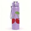 1PC Red Cherry Fruit 750ml Color Plastic Sports Water Bottle Leakproof Flip Straw Lid Suitable for Sports Office Home Use