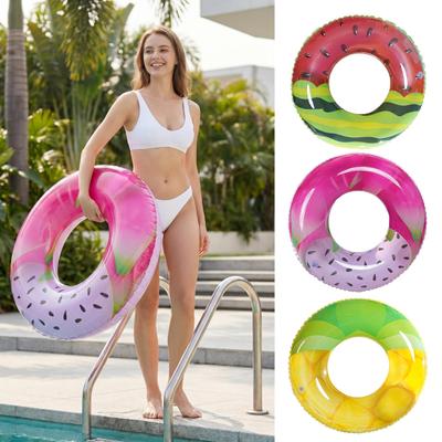 Summer Fruit Print Swim Ring Kids Adults Inflatable Leakproof Thickened PVC Swimming Ring Outdoor