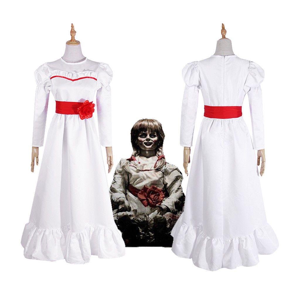 Očarující Annabelle Creation Halloweenská hororová panenka Bílé šaty Pro dívky a dospělé