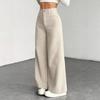 Women's Mid Waist Corduroy Wide Leg Pants Casual Straight Leg Trousers