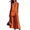 2026 European and American Cross-border Summer Neck V-neck Sleeveless Top Wide-leg Pants Vacation Wind Contrasting Color Edge Loose Suit