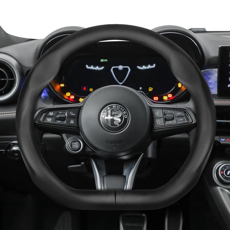 Suitable for Alfa Romeo Ultra-Thin Breathable Leather Steering Wheel Cover Suitable for 159 147 Gt Giulietta Mito Giulia Stelvio