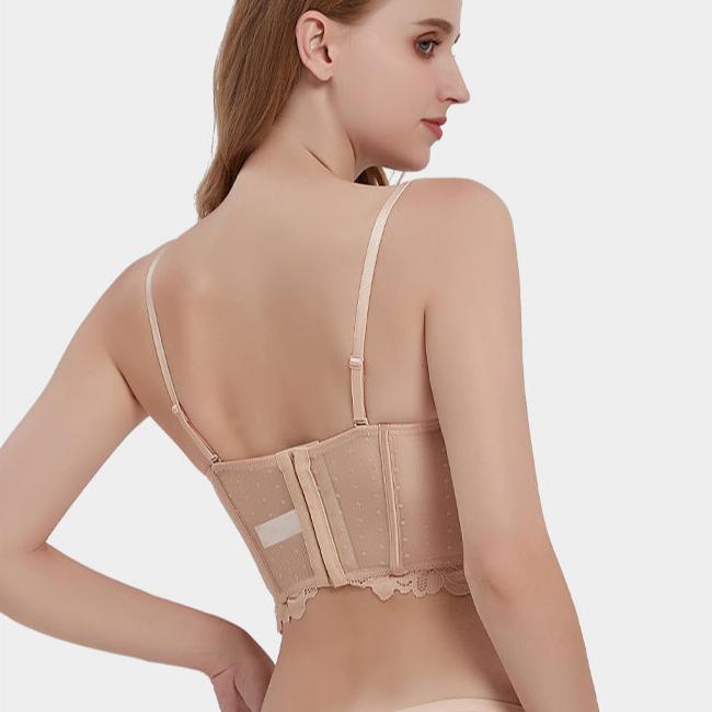 BH im französischen Stil Brustbinder-BH Damen Fischgräten Atmungsaktiv Sommer Verstellbar Raffender BH Formendes Top