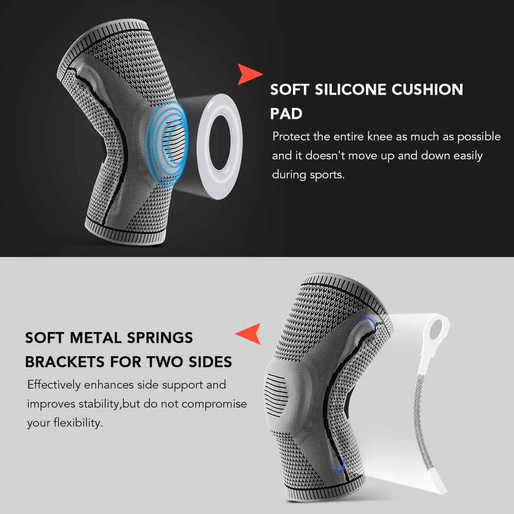 1pcs Knee Support Men Women Knee Brace with Side Stabilizers Silicone Pad Sports Knee Sleeves for