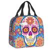 Mexican Sugar Skull Day Of The Dead Art Insulated Lunch Bags Women Resuable Thermal Cooler Food Lunch Box Outdoor Camping Travel