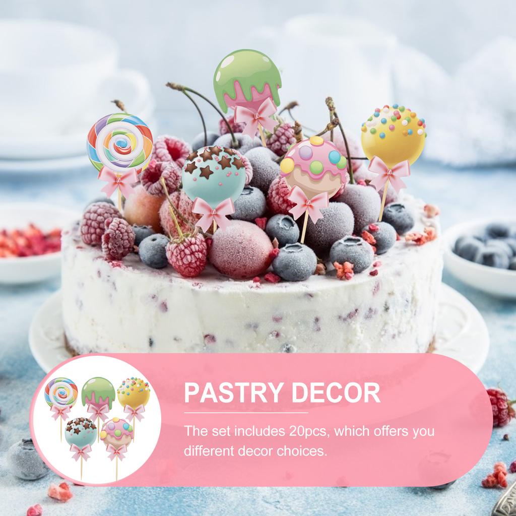 20 Pcs Cake Insert Picks Decor Colorful Toppers Ornament Inserting Dessert Delicate Lollipop
