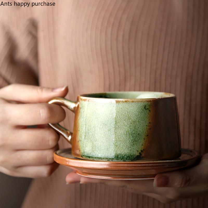 

Ceramic Coffee Cup with Saucer Vintage Handmade Mugs Coffee Mug Water Cups Breakfast Cup Afternoon Tea Cups Milk Mug Tea Mugs