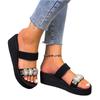 Women Wedge Platform Sandals Lightweight Slip On Beach Slides Open Toe Summer Casual Comfortable Footwear with Decorative Stones