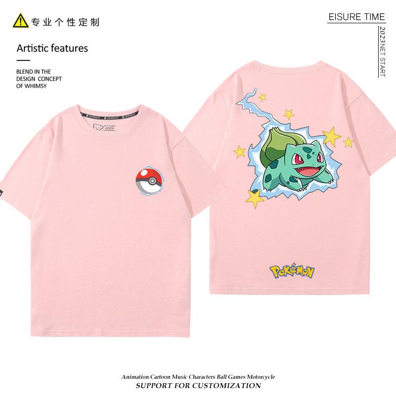 2026 Pokémon Collaboration Tshirt Shortsleeved Boys Pikachu Duck Mew Pure Cotton Clothing Loosefitting