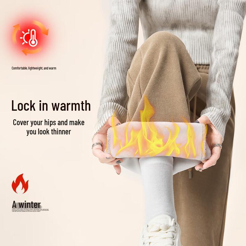 

Women s High-Waist Velvet Lined Wide-Leg Pants M