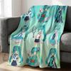 Hatsune Miku Pastel Chibi Print Flannel Throw Blanket Bedroom Decor Cute Anime Nap Blanket Air Conditioner Throw Sofa Throw Cove