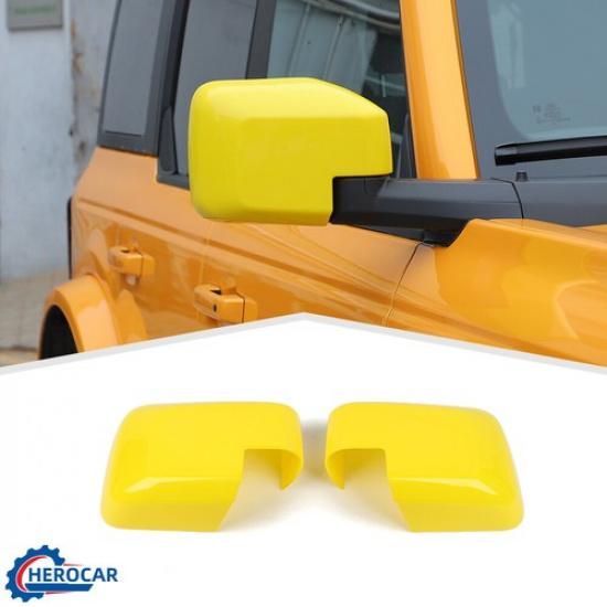 2pcs Side RearView Mirror Cover Decoration For Ford Bronco -2025 Yellow ABS