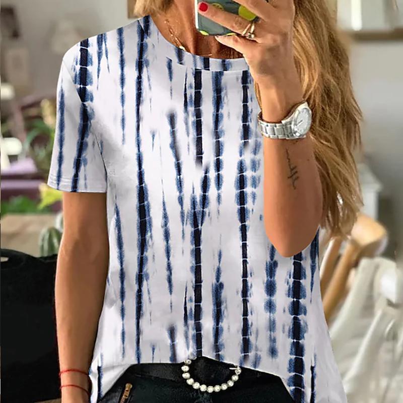 Women Summer T Shirt Trend  Print Retro Fashion Short Sleeve Tees Casual   Printed  Tops