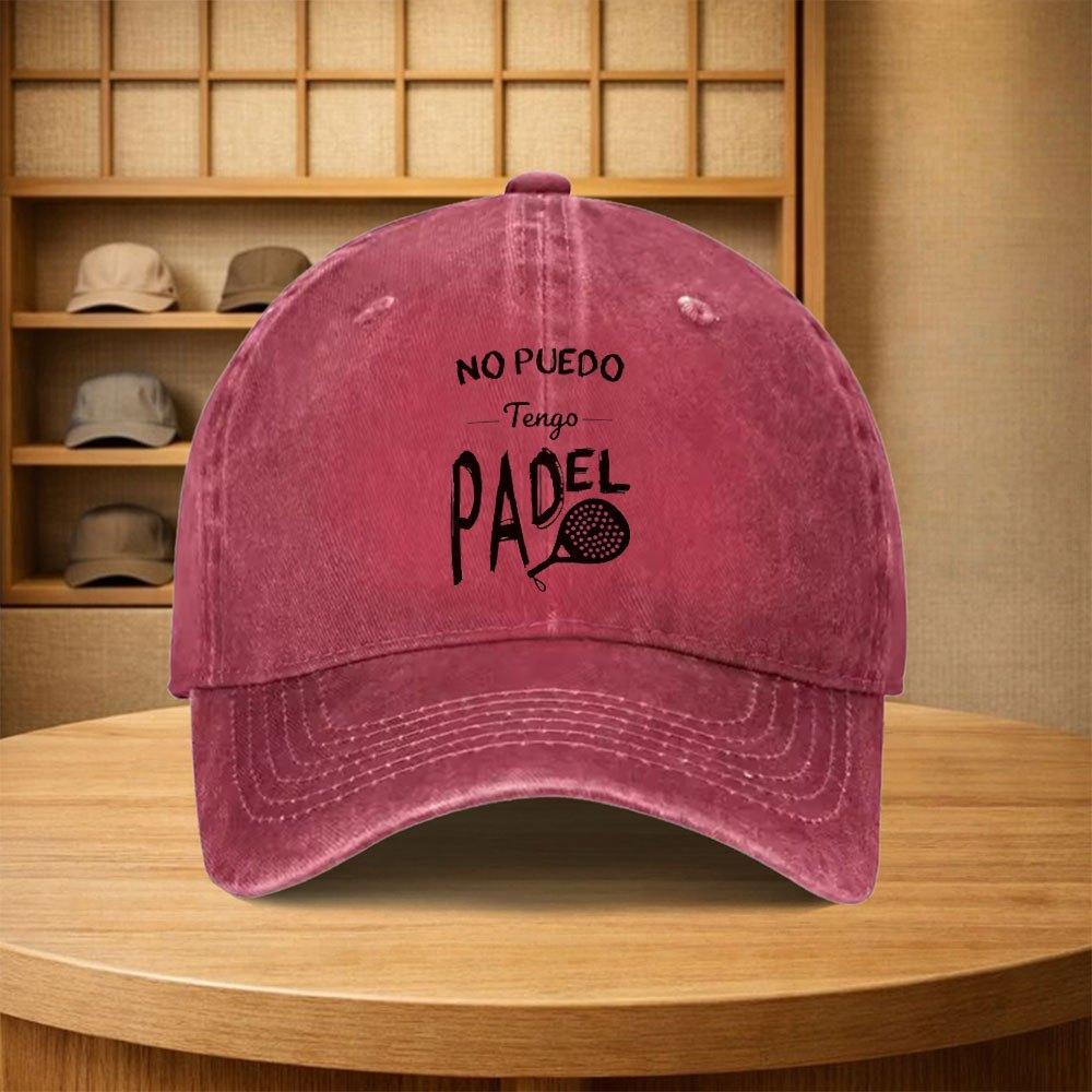 Vintage Padel Racket Pattern Snapback Cap Unisex Adjustable Baseball Hat for Travel Cycling Camping